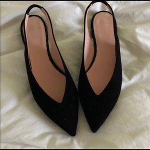Balck suede sling back flats - JCrew